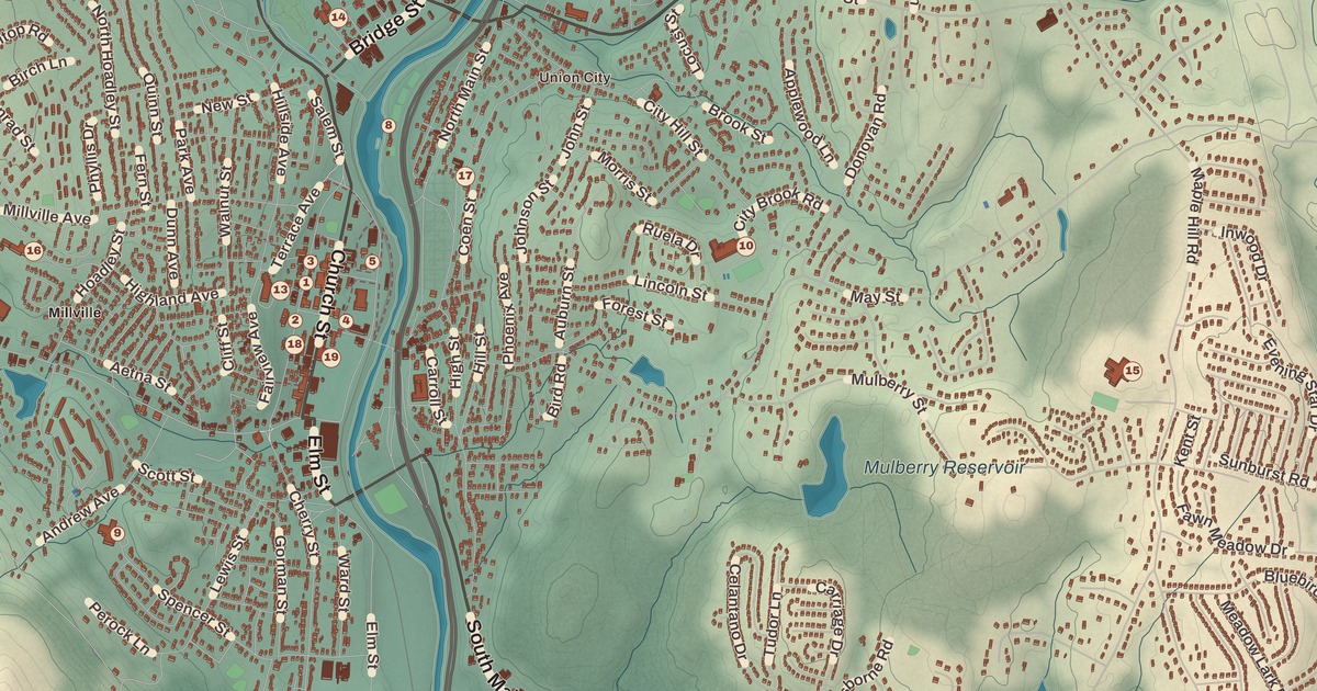 Beautifully Detailed Map of Naugatuck, Connecticut