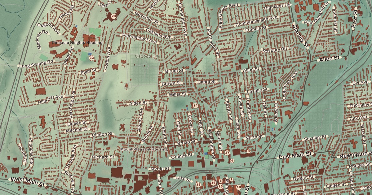 Beautifully Detailed Map of New Britain, Connecticut