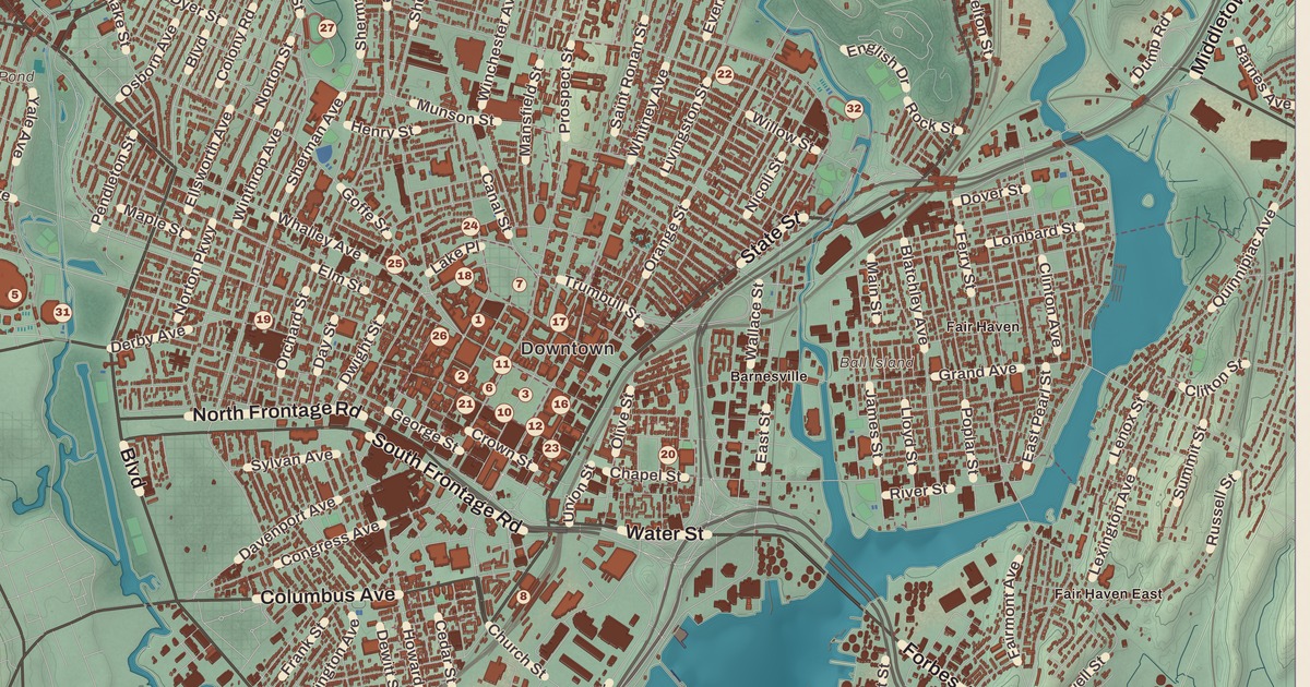Beautifully Detailed Map of New Haven, Connecticut