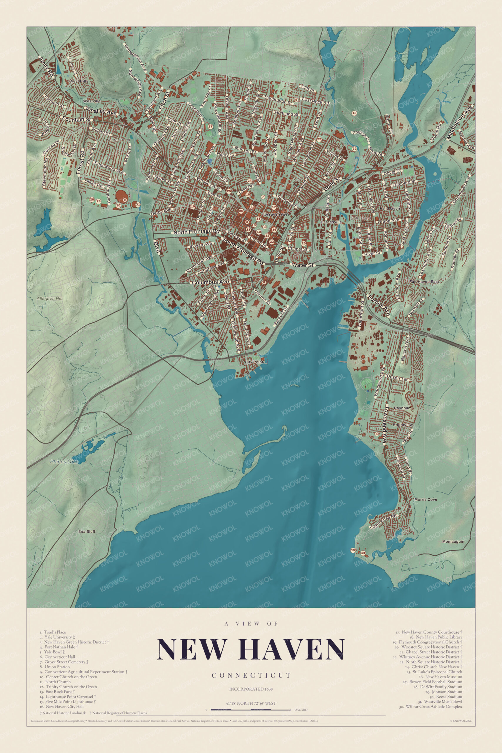 Map of New Haven, Connecticut