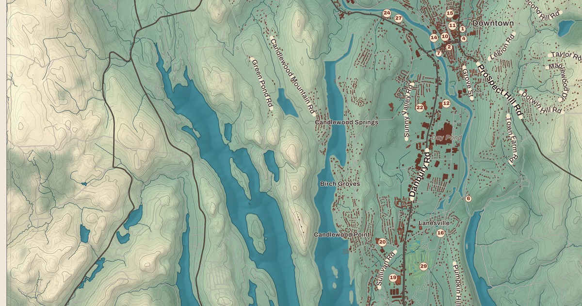 Beautifully Detailed Map of New Milford, Connecticut