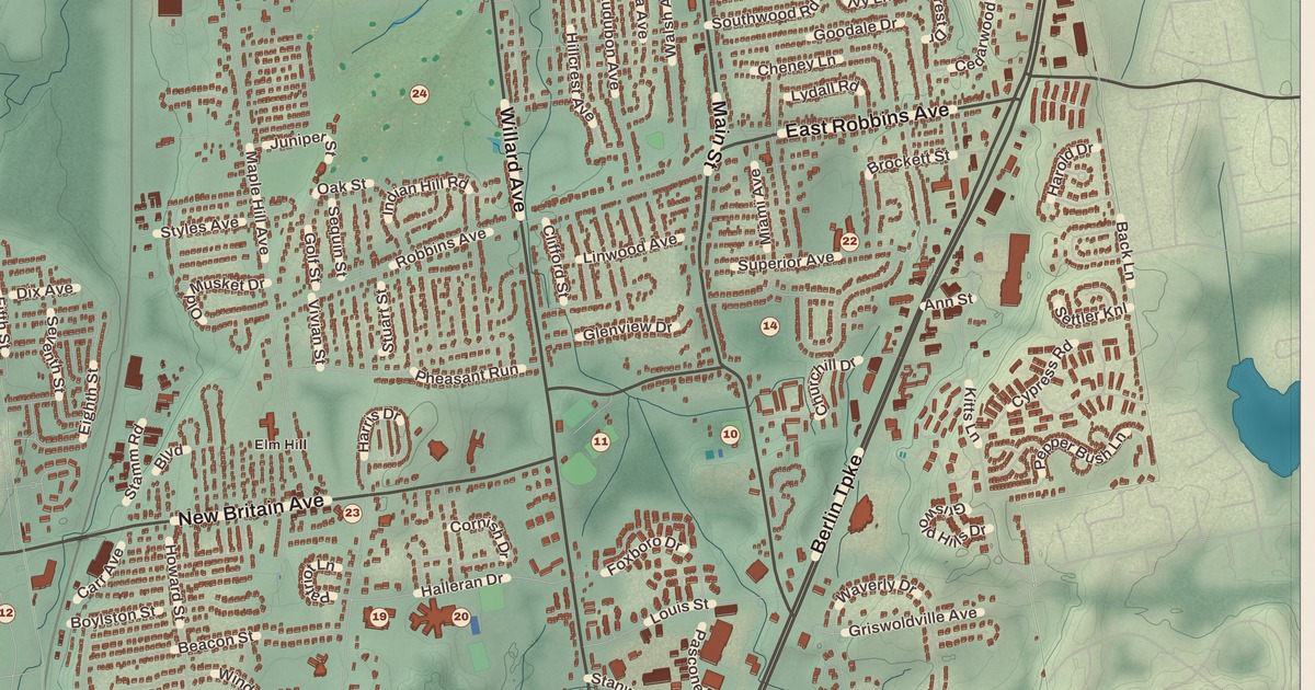 Beautifully Detailed Map of Newington, Connecticut