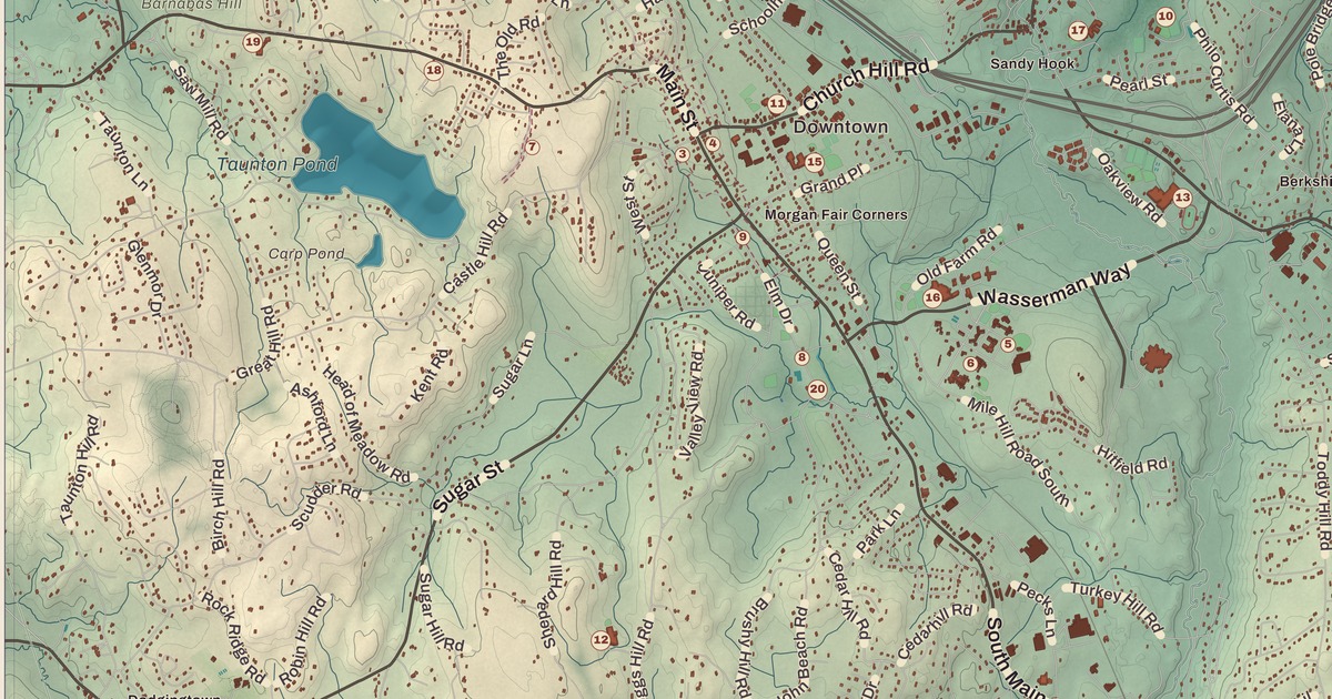 Beautifully Detailed Map of Newtown, Connecticut