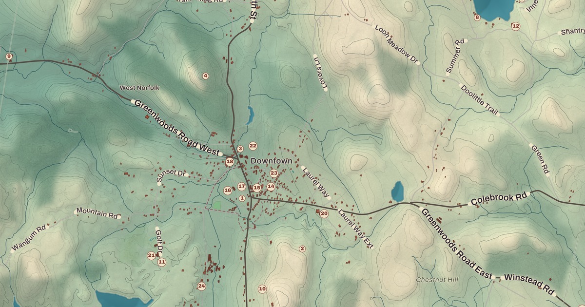 Beautifully Detailed Map of Norfolk, Connecticut
