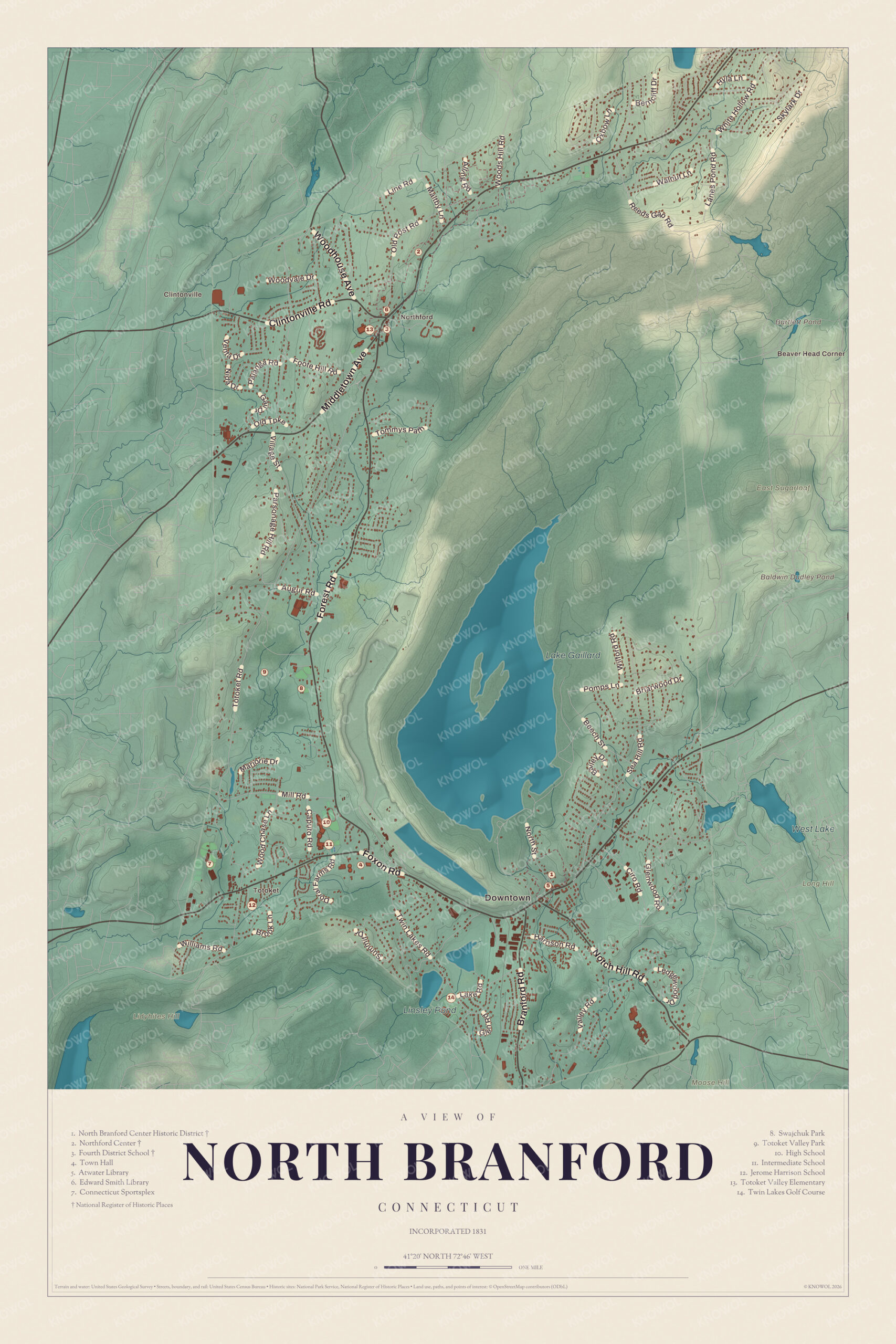Map of North Branford, Connecticut