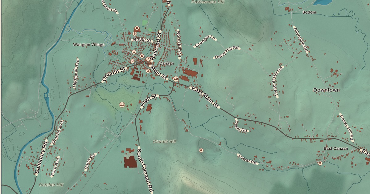 Beautifully Detailed Map of North Canaan, Connecticut