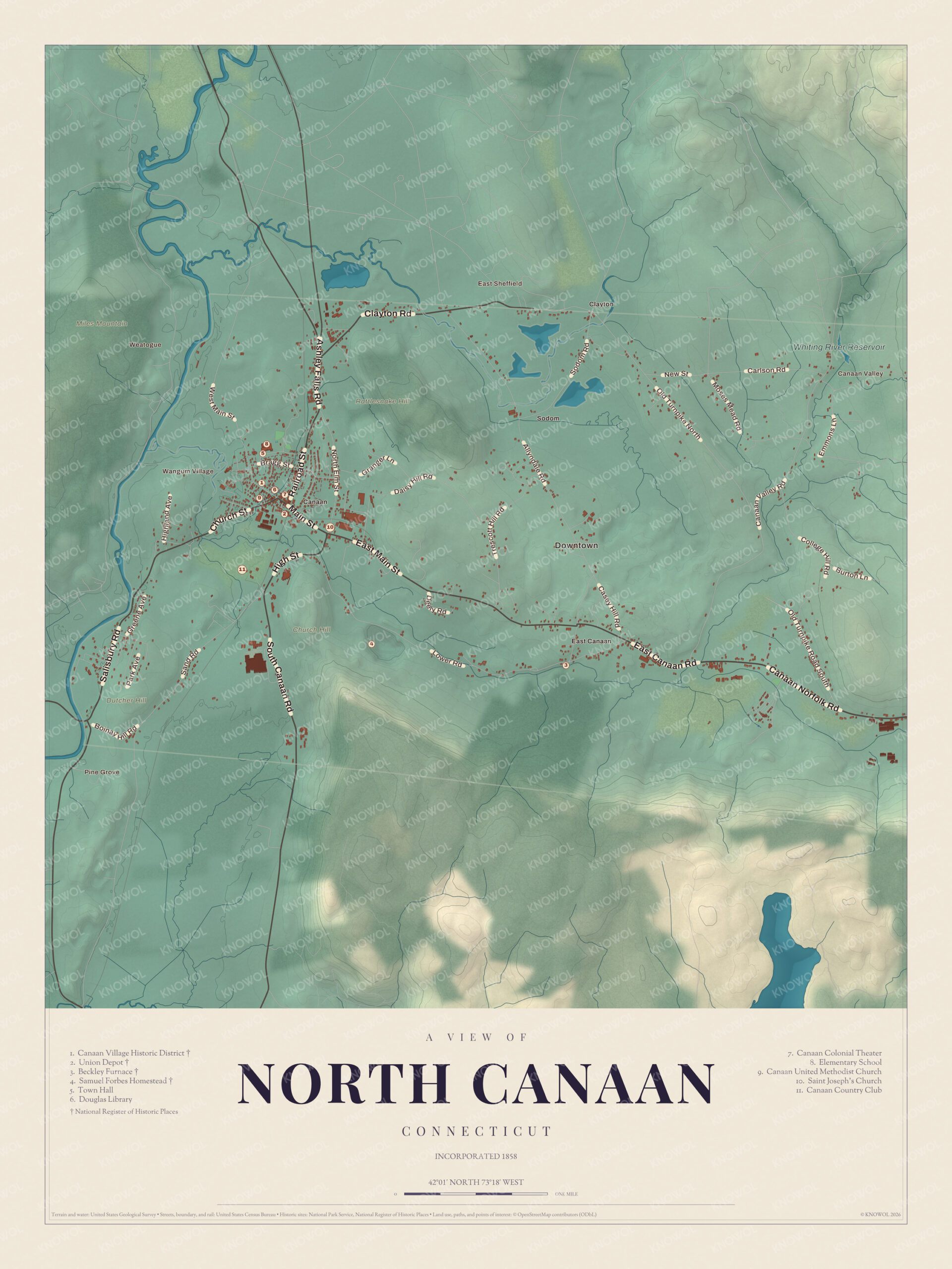 Map of North Canaan, Connecticut