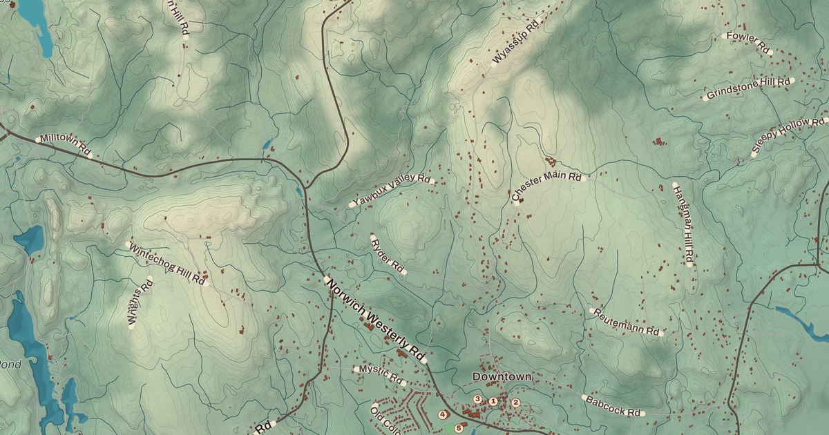 Beautifully Detailed Map of North Stonington, Connecticut
