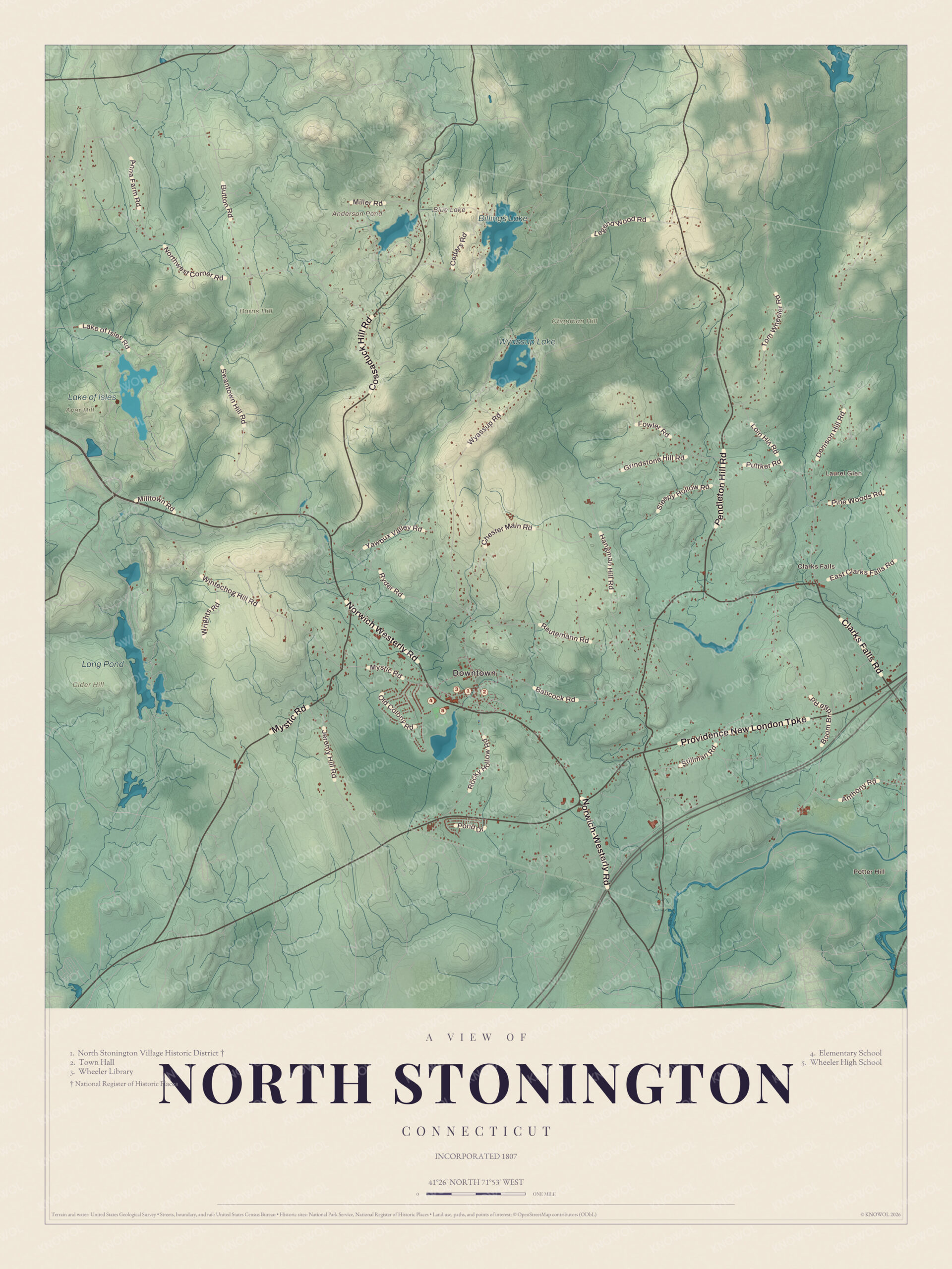 Map of North Stonington, Connecticut