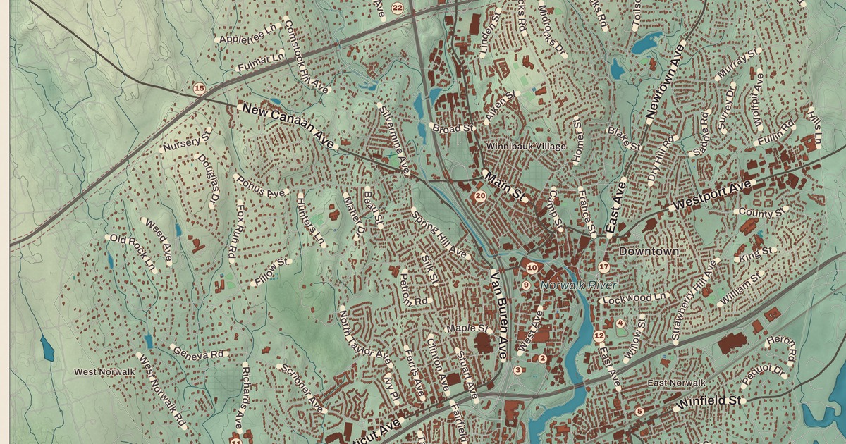Beautifully Detailed Map of Norwalk, Connecticut