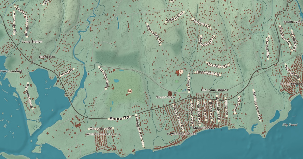 Beautifully Detailed Map of Old Lyme, Connecticut