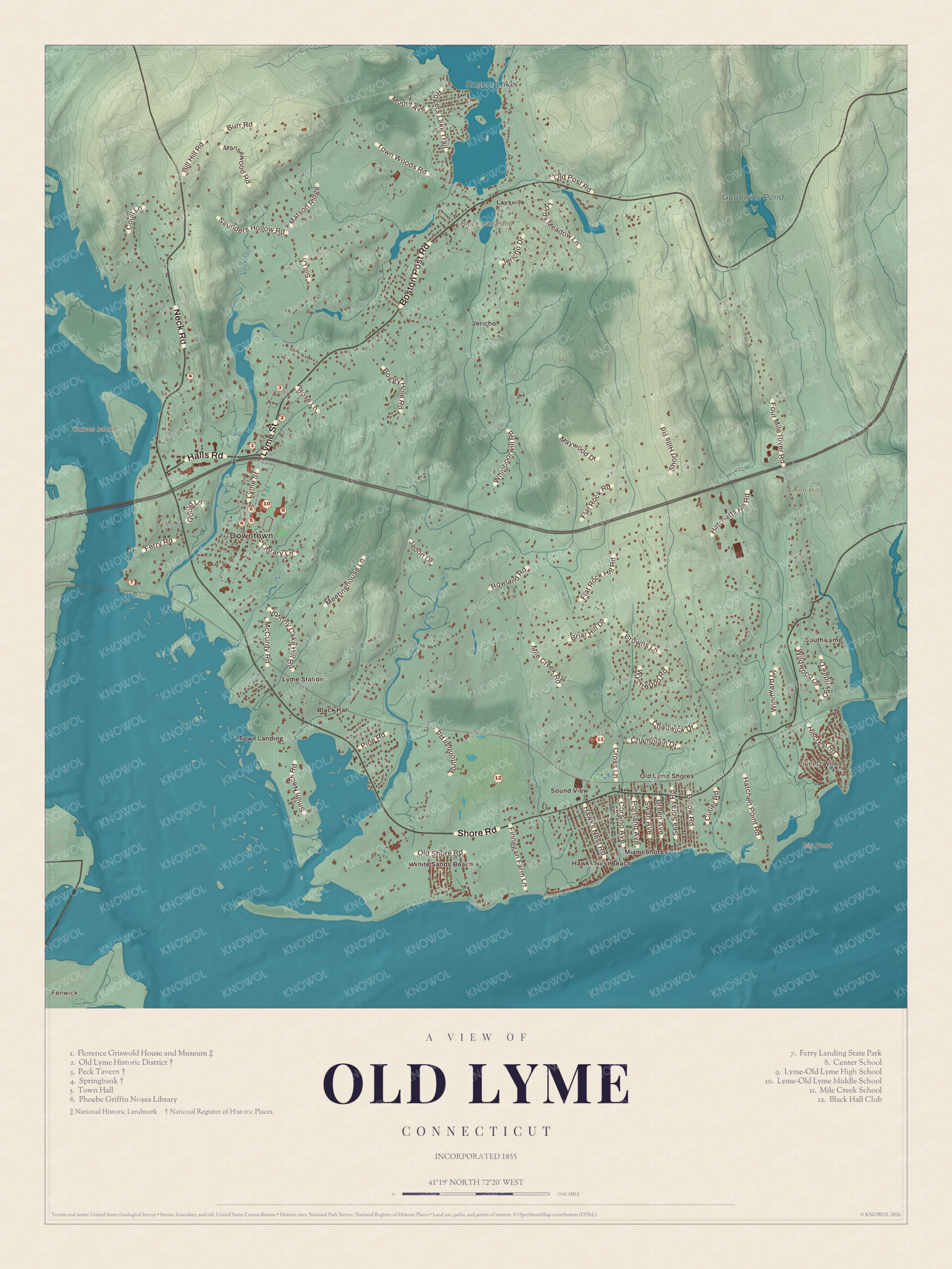 Map of Old Lyme, Connecticut