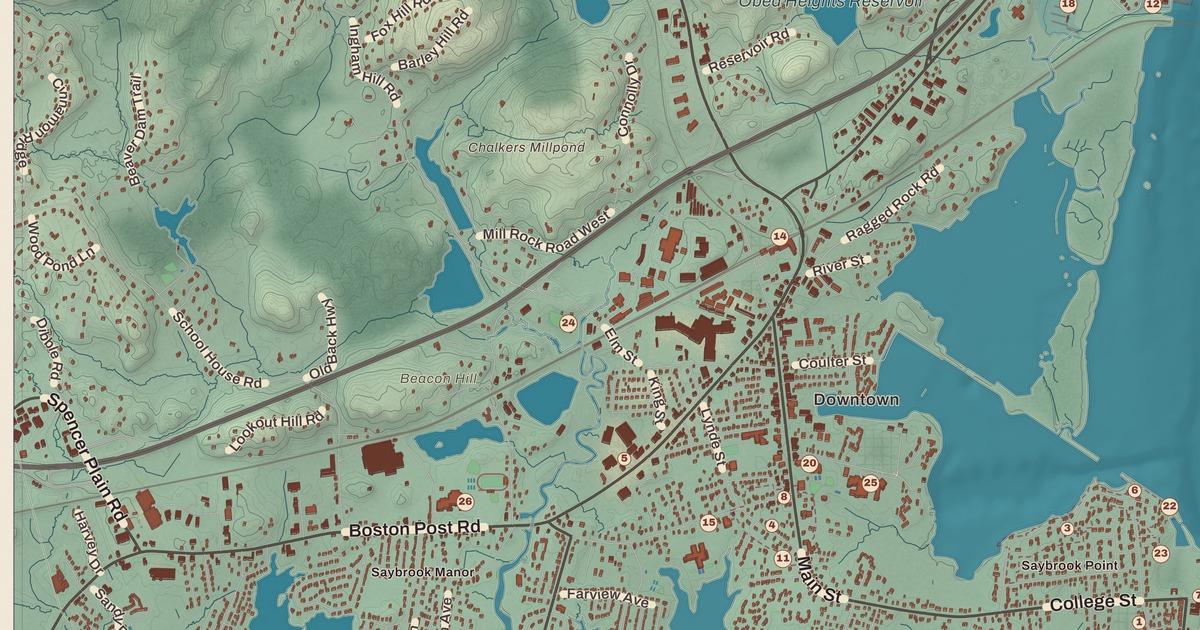 Beautifully Detailed Map of Old Saybrook, Connecticut