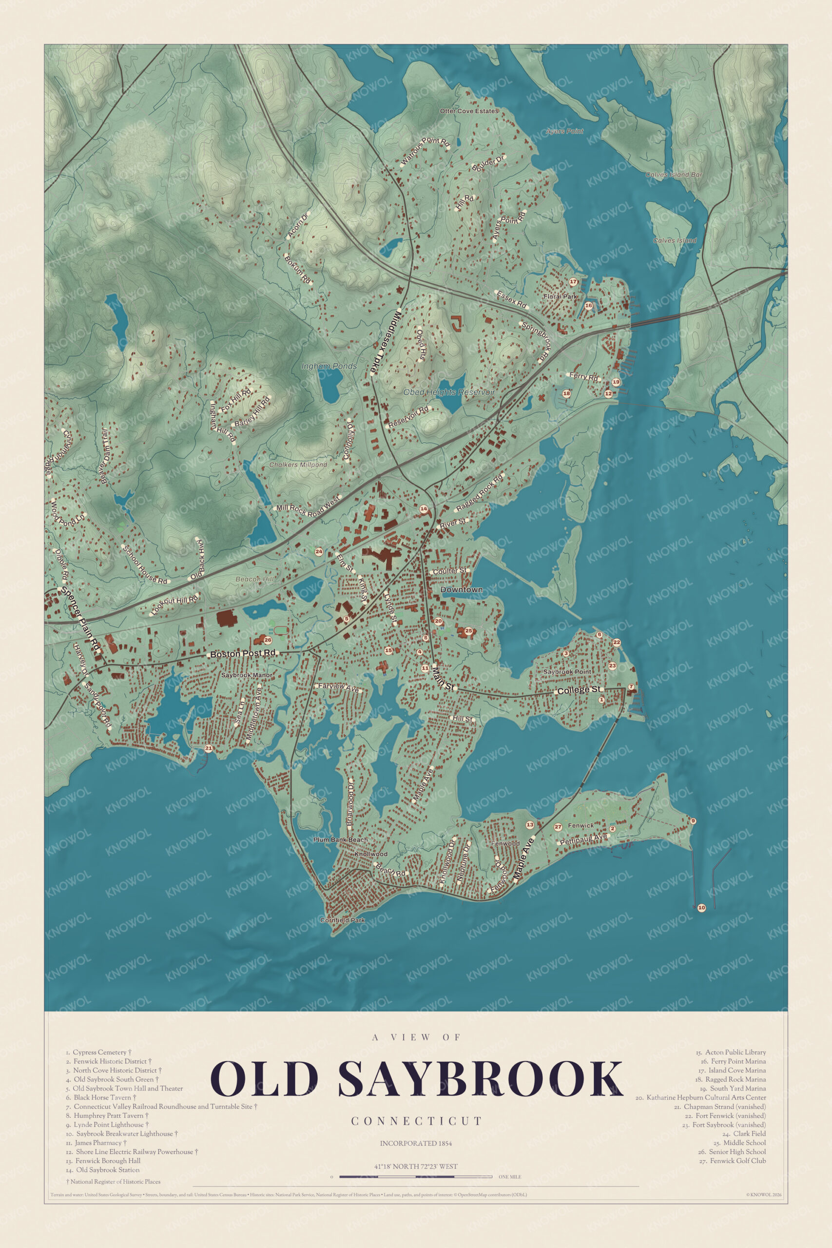 Map of Old Saybrook, Connecticut
