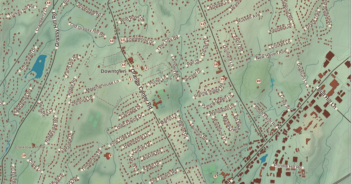 Beautifully Detailed Map of Orange, Connecticut