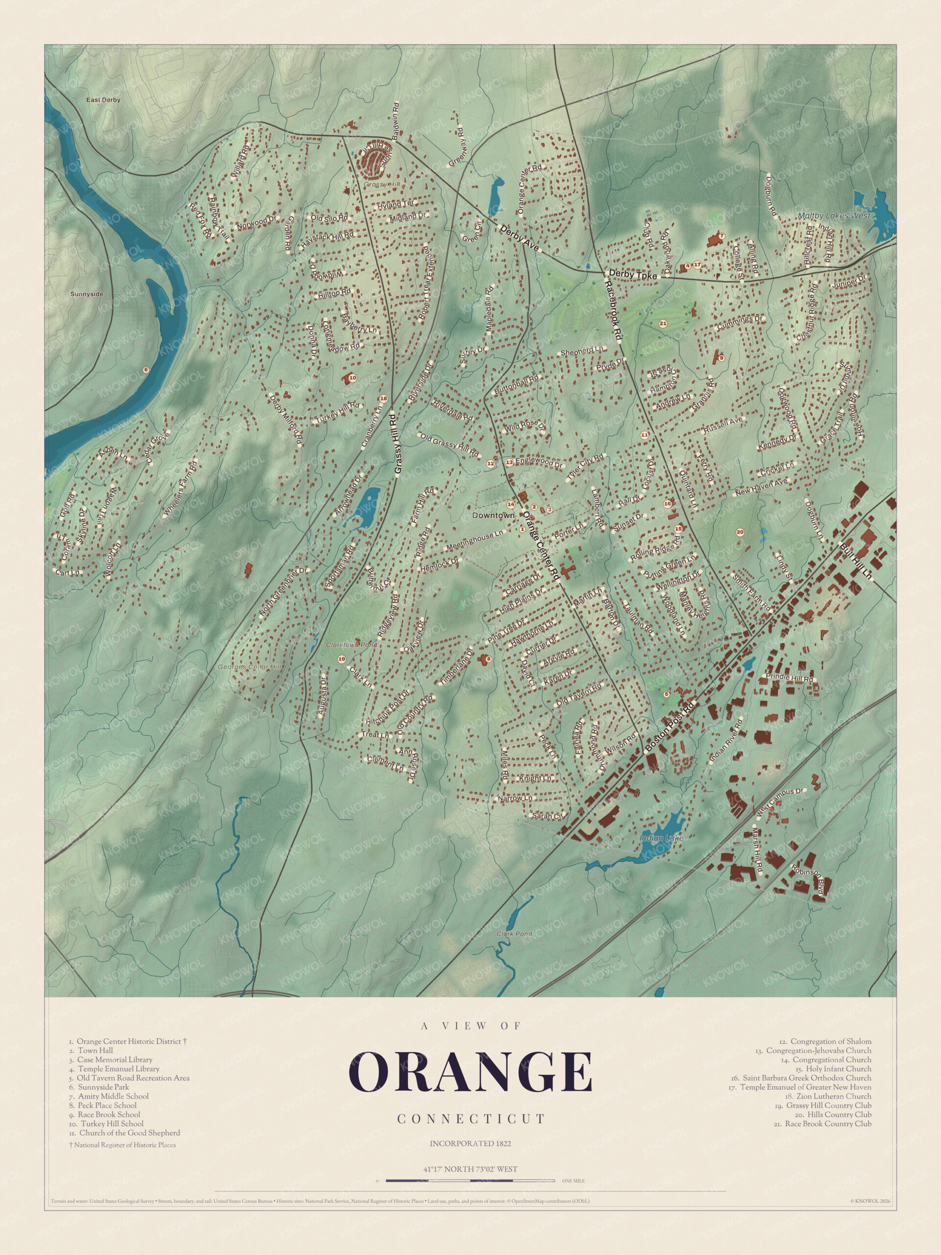 Map of Orange, Connecticut