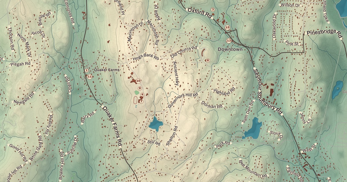 Beautifully Detailed Map of Oxford, Connecticut