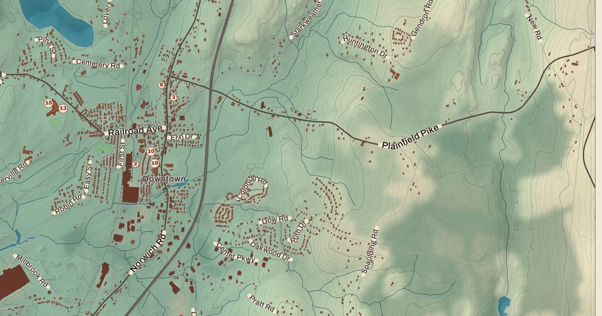 Beautifully Detailed Map of Plainfield, Connecticut
