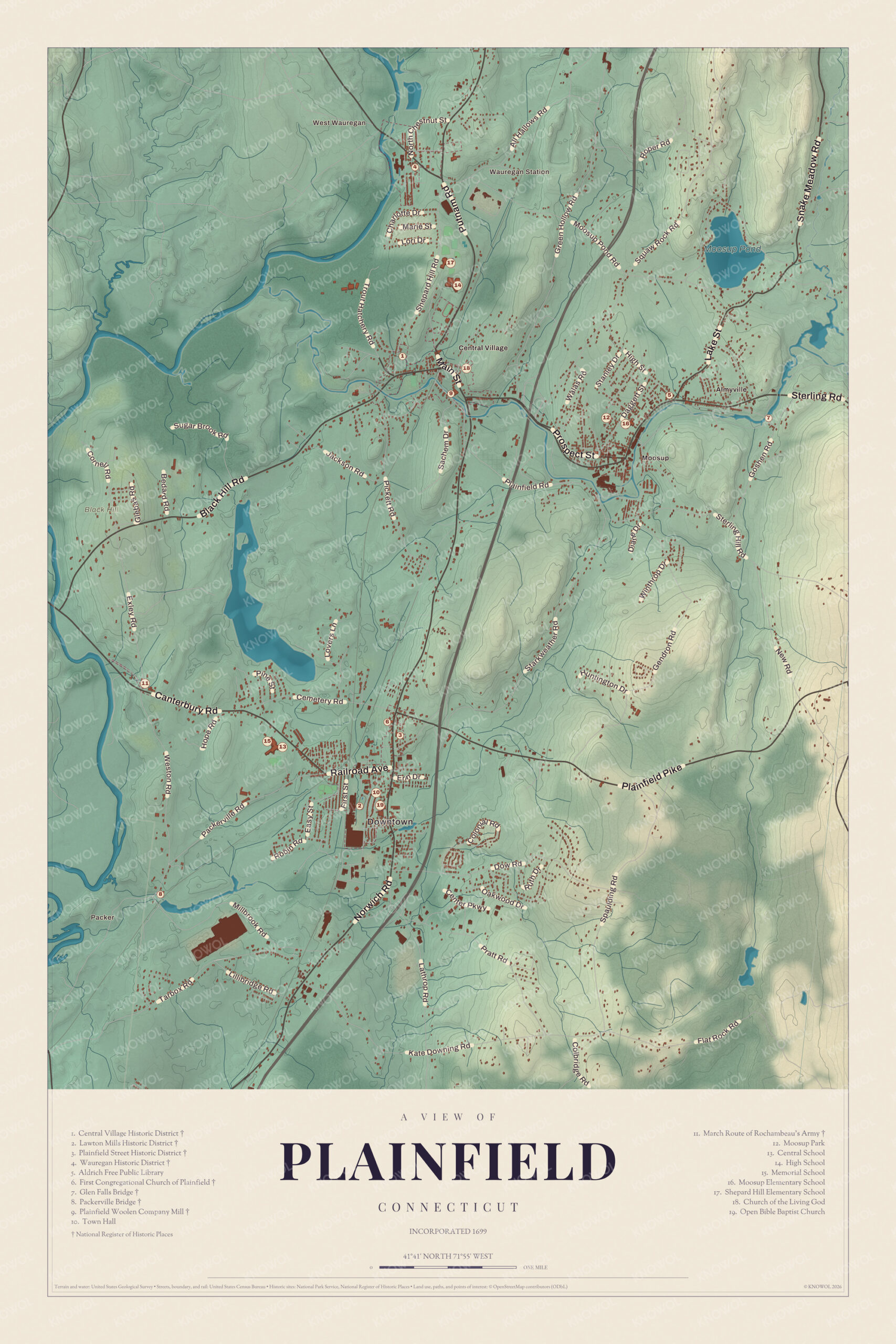 Map of Plainfield, Connecticut