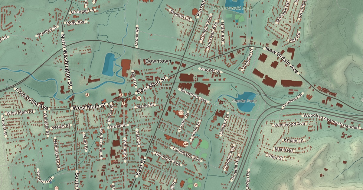 Beautifully Detailed Map of Plainville, Connecticut
