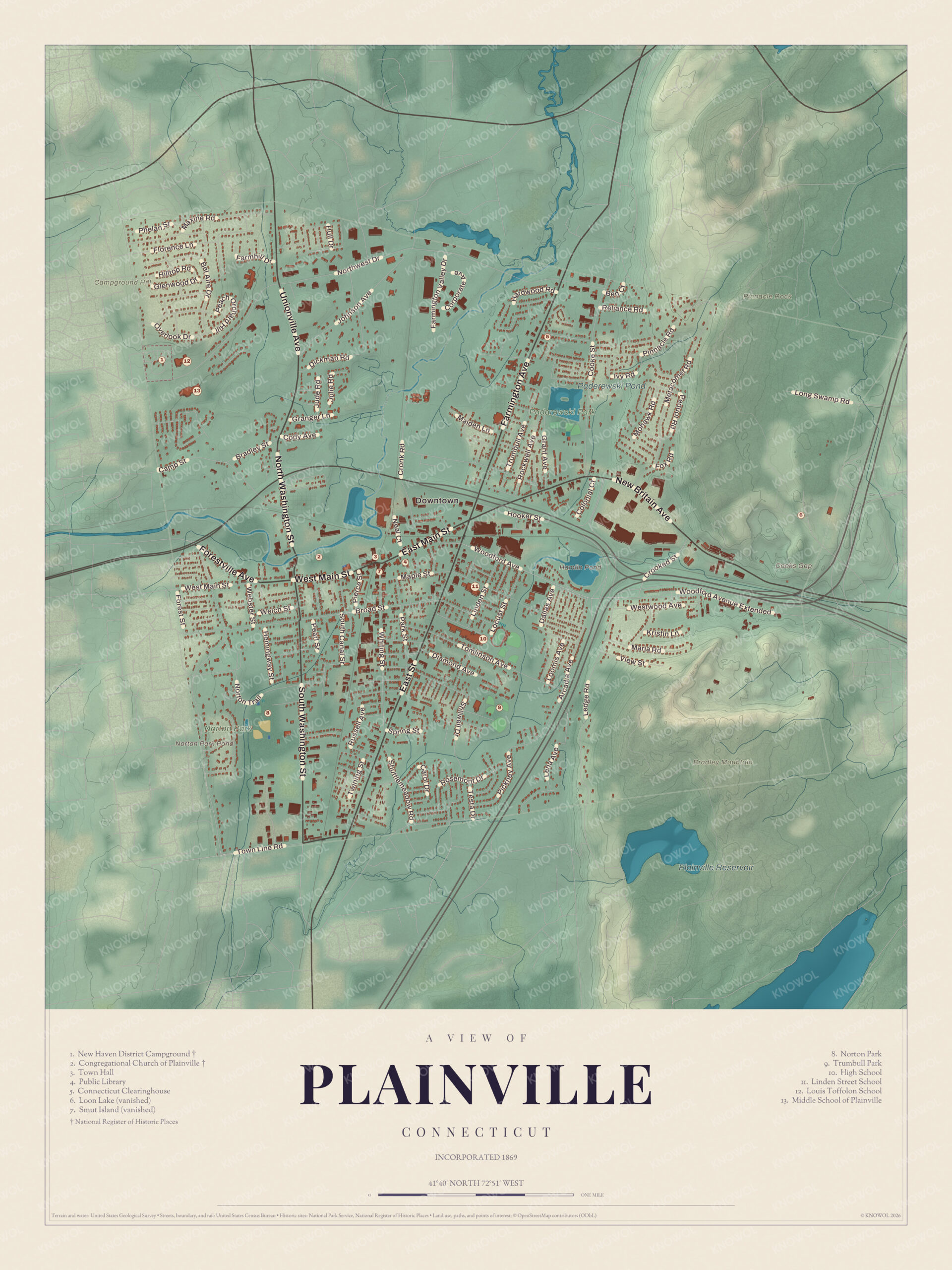 Map of Plainville, Connecticut