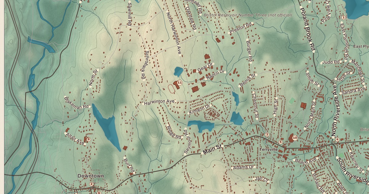 Beautifully Detailed Map of Plymouth, Connecticut