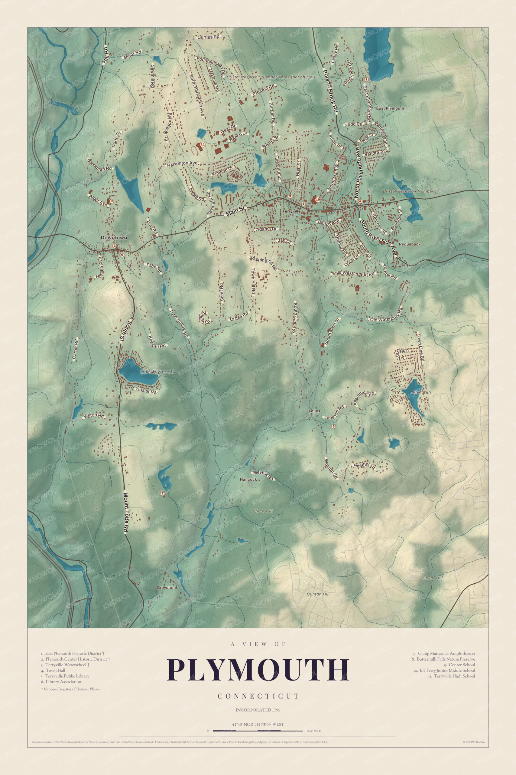 Map of Plymouth, Connecticut