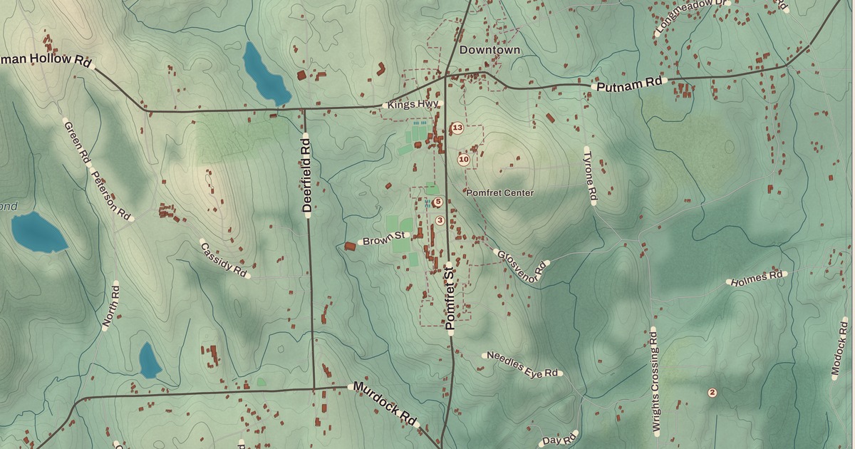 Beautifully Detailed Map of Pomfret, Connecticut