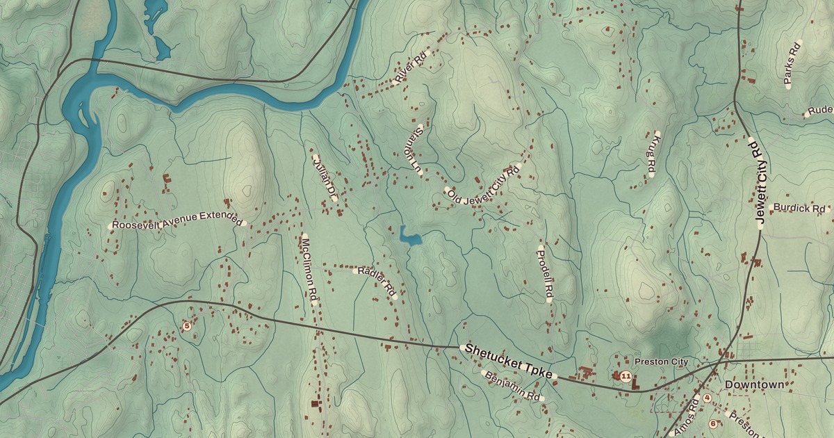 Beautifully Detailed Map of Preston, Connecticut