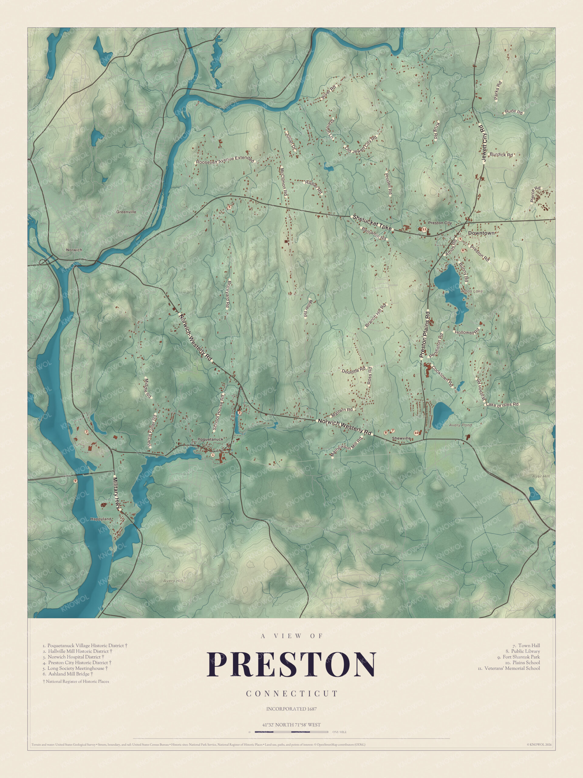 Map of Preston, Connecticut