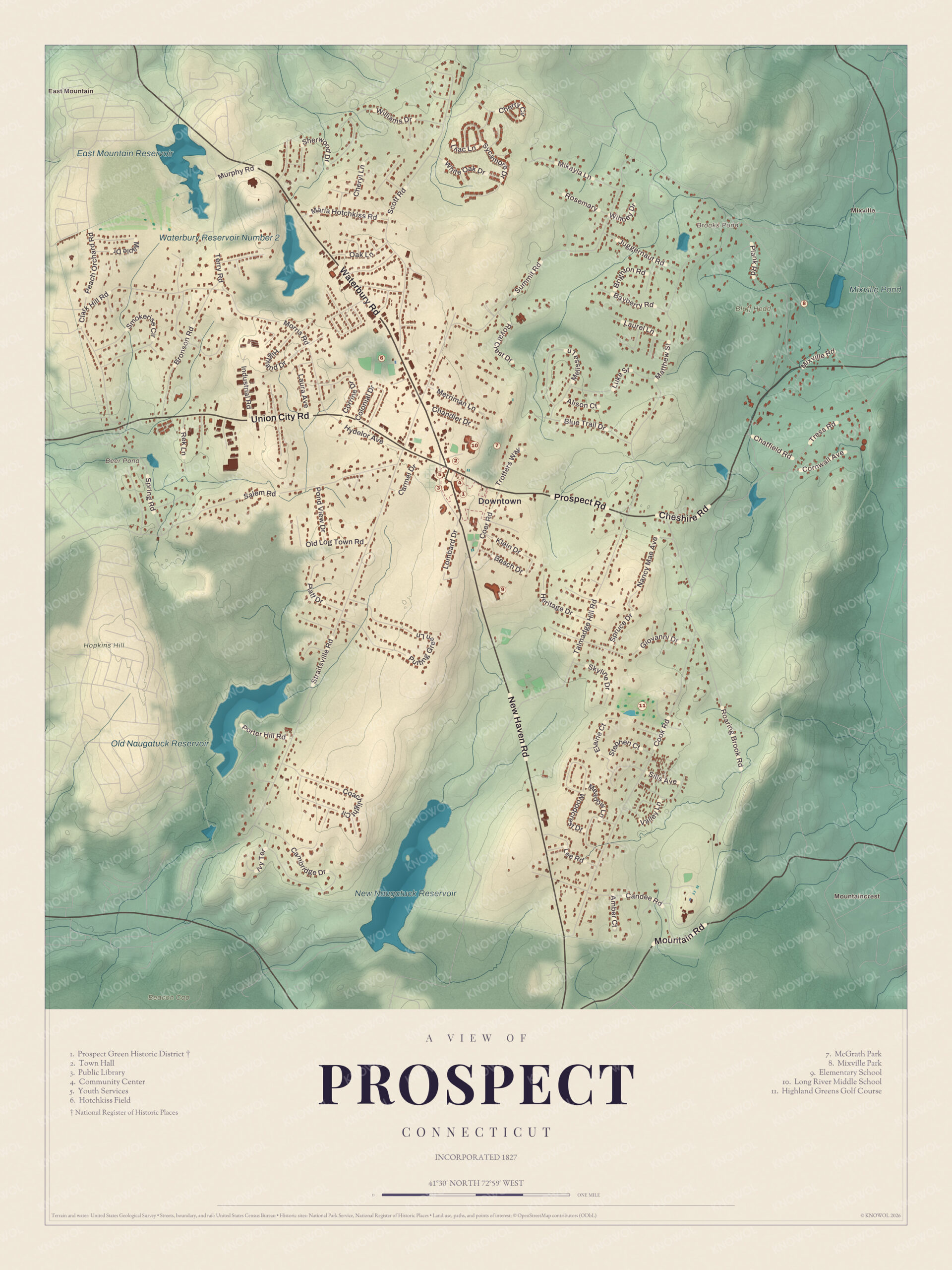 Map of Prospect, Connecticut
