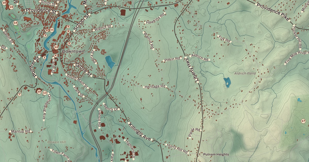 Beautifully Detailed Map of Putnam, Connecticut