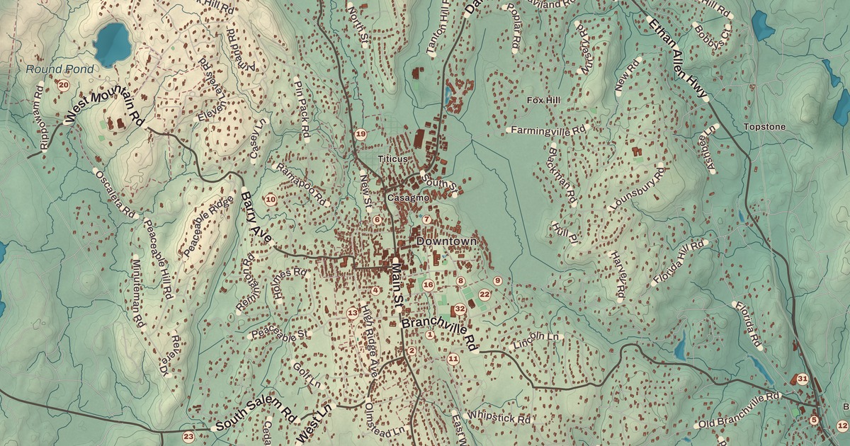Beautifully Detailed Map of Ridgefield, Connecticut