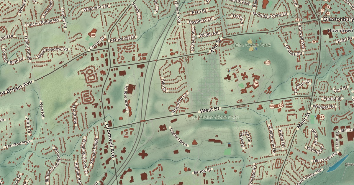 Beautifully Detailed Map of Rocky Hill, Connecticut