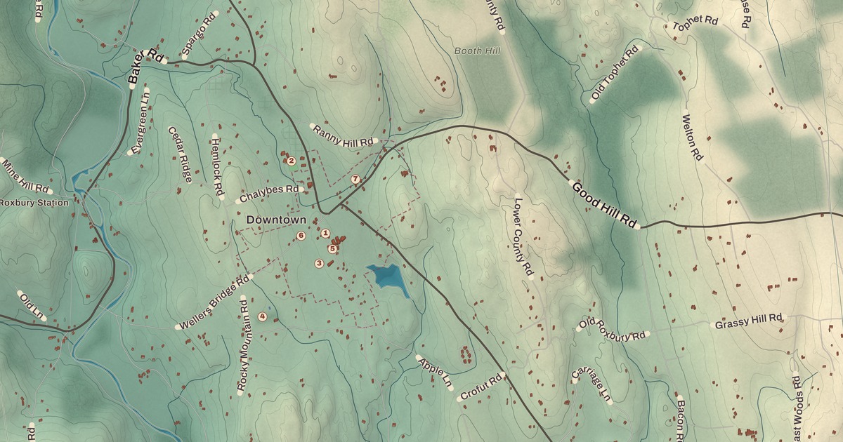 Beautifully Detailed Map of Roxbury, Connecticut