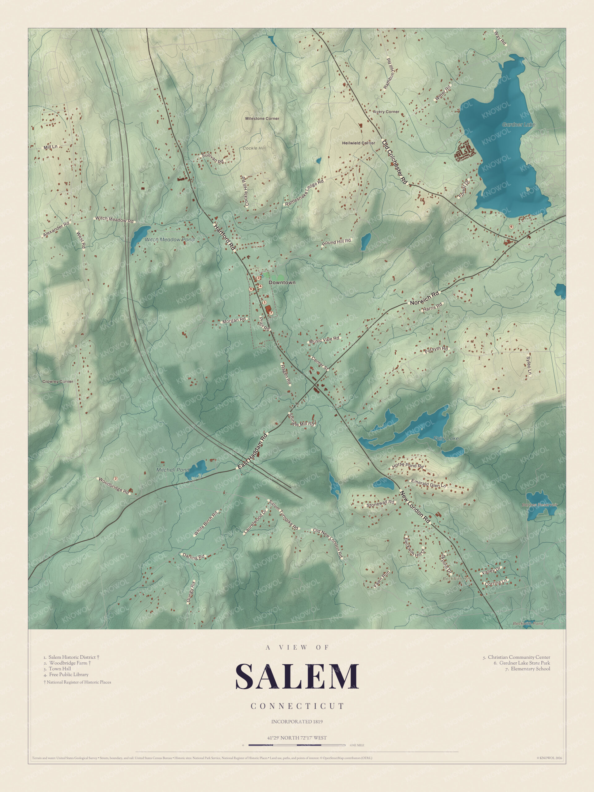 Map of Salem, Connecticut