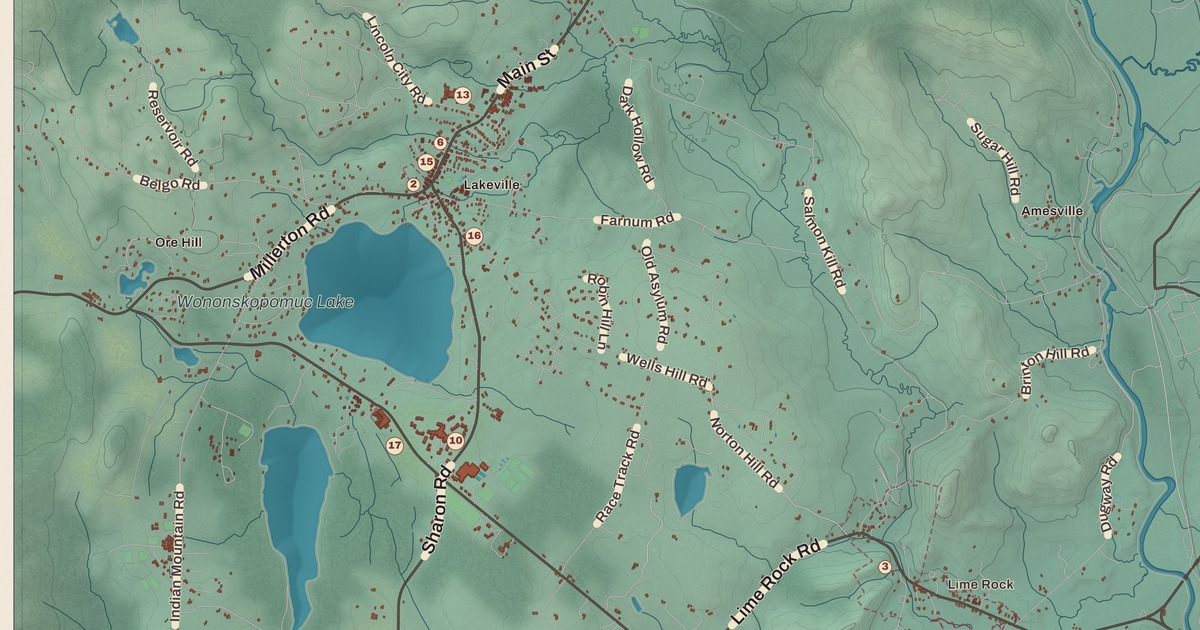 Beautifully Detailed Map of Salisbury, Connecticut