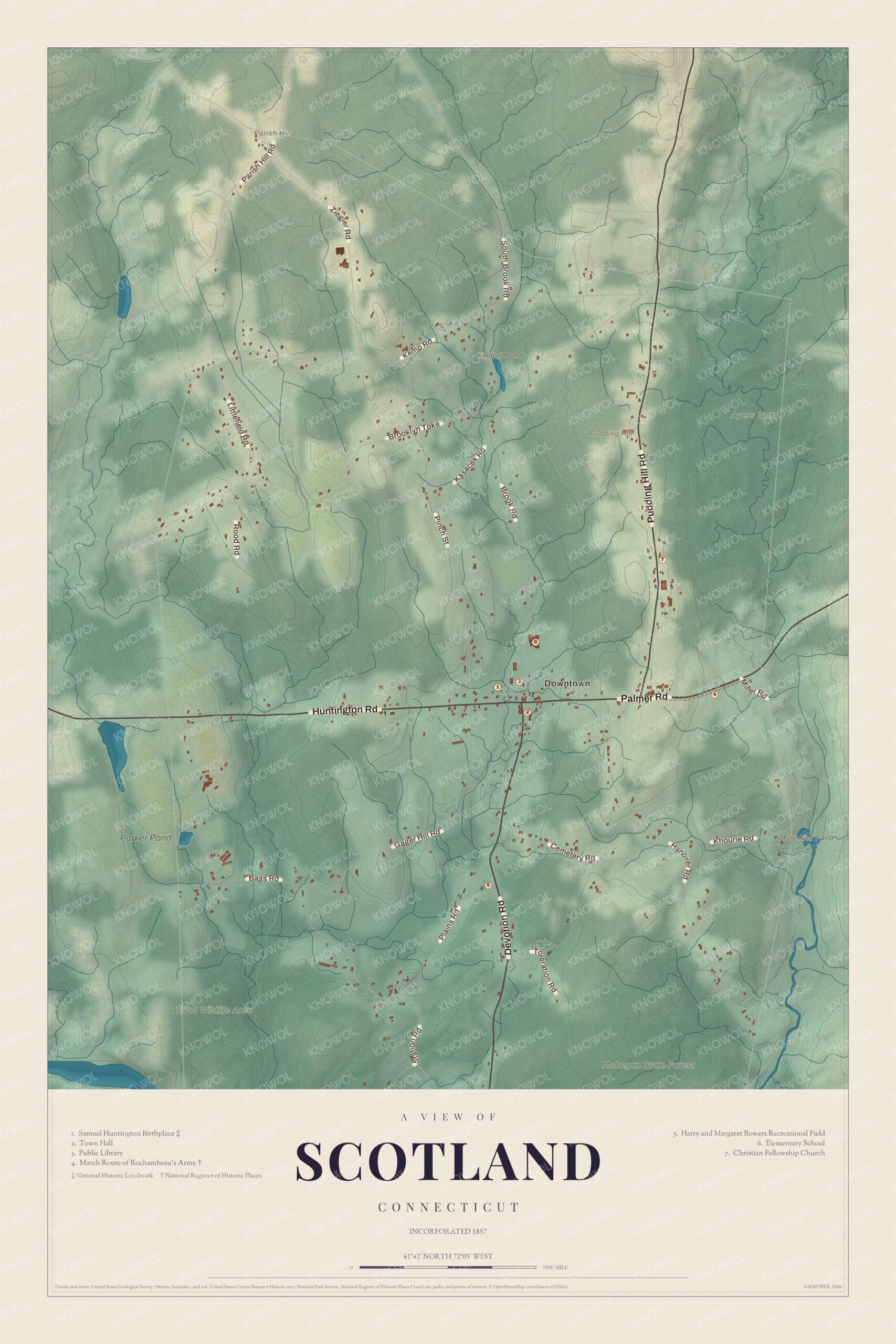 Map of Scotland, Connecticut