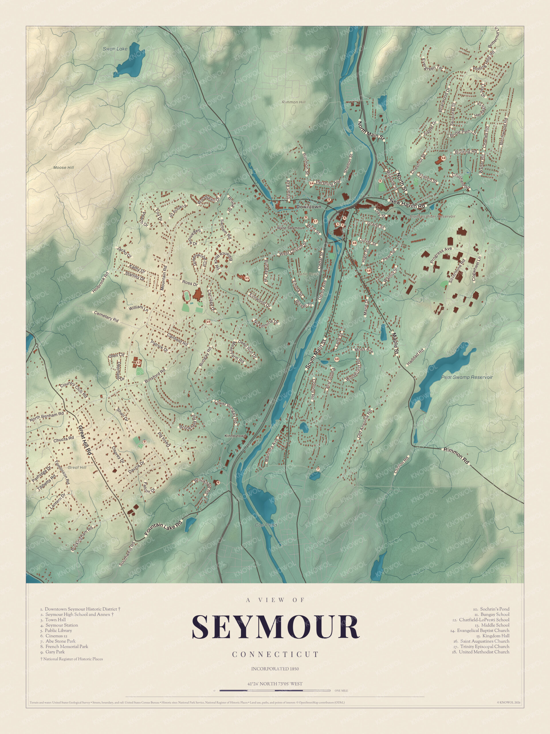 Map of Seymour, Connecticut