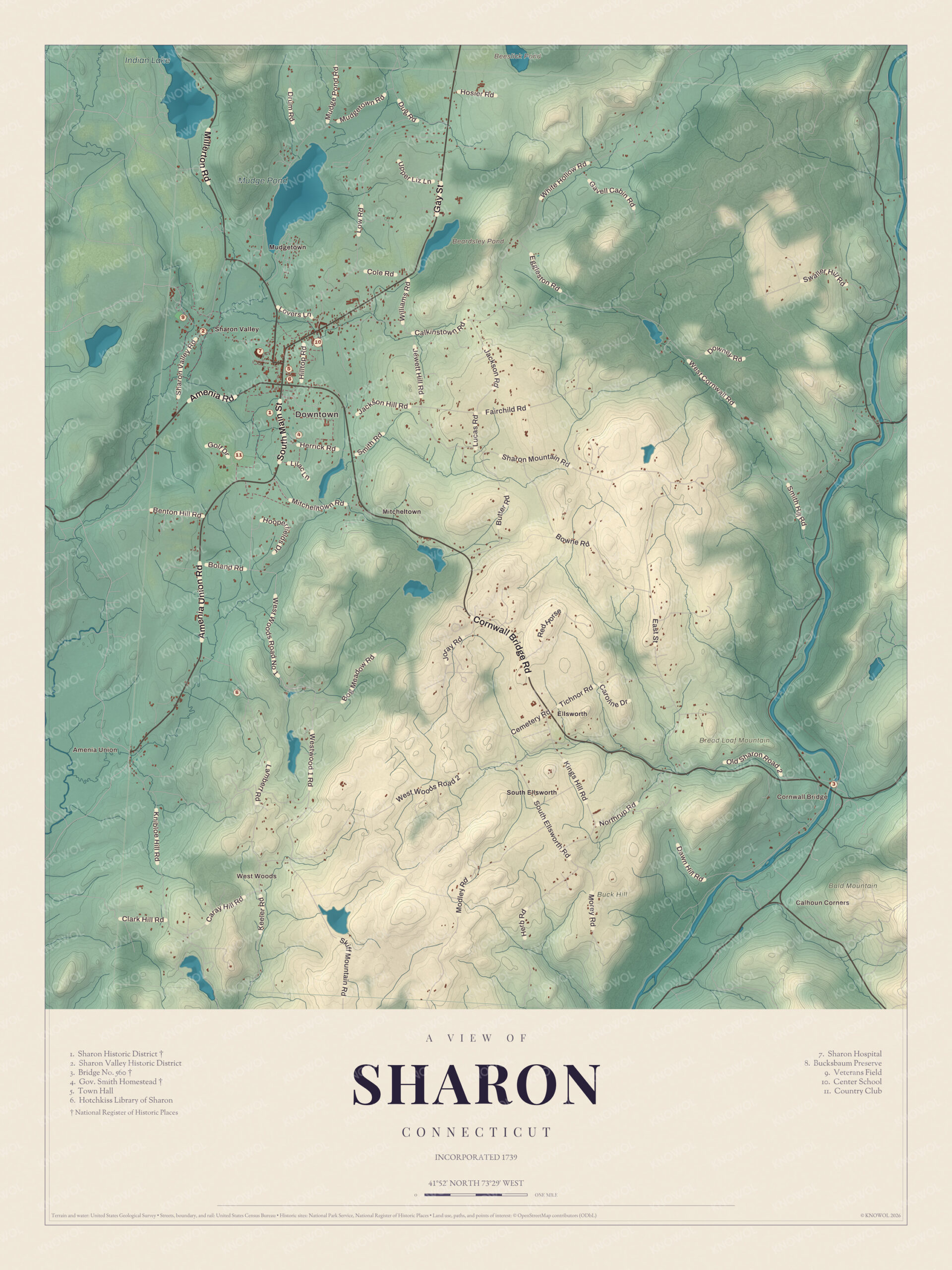 Map of Sharon, Connecticut
