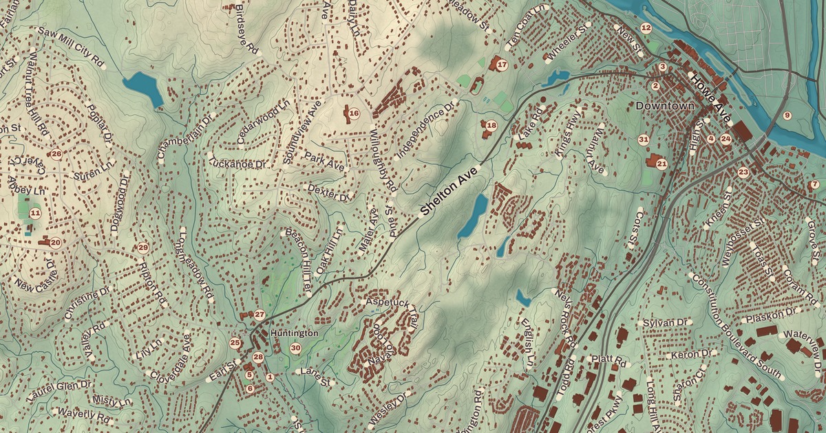 Beautifully Detailed Map of Shelton, Connecticut