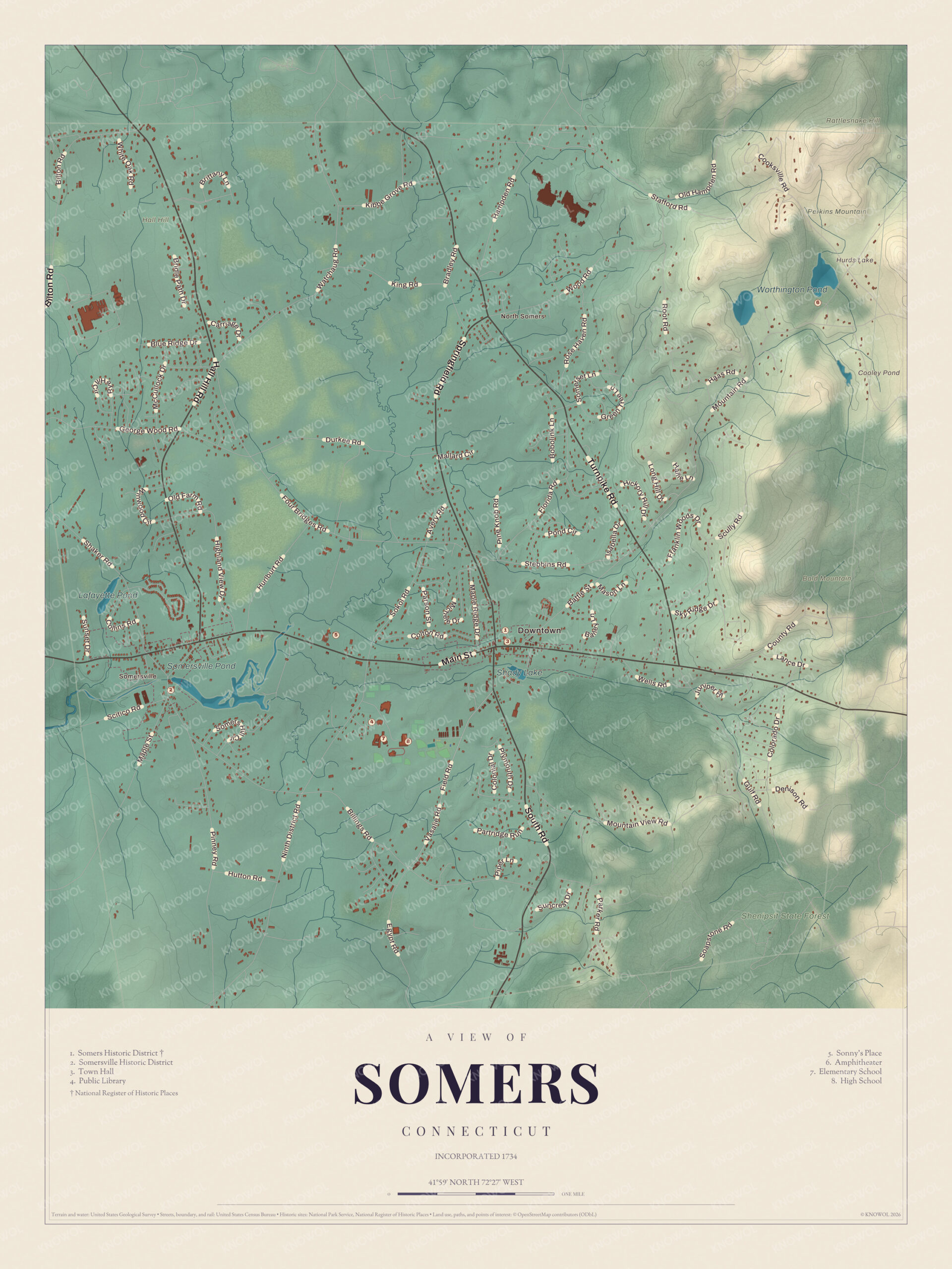 Map of Somers, Connecticut