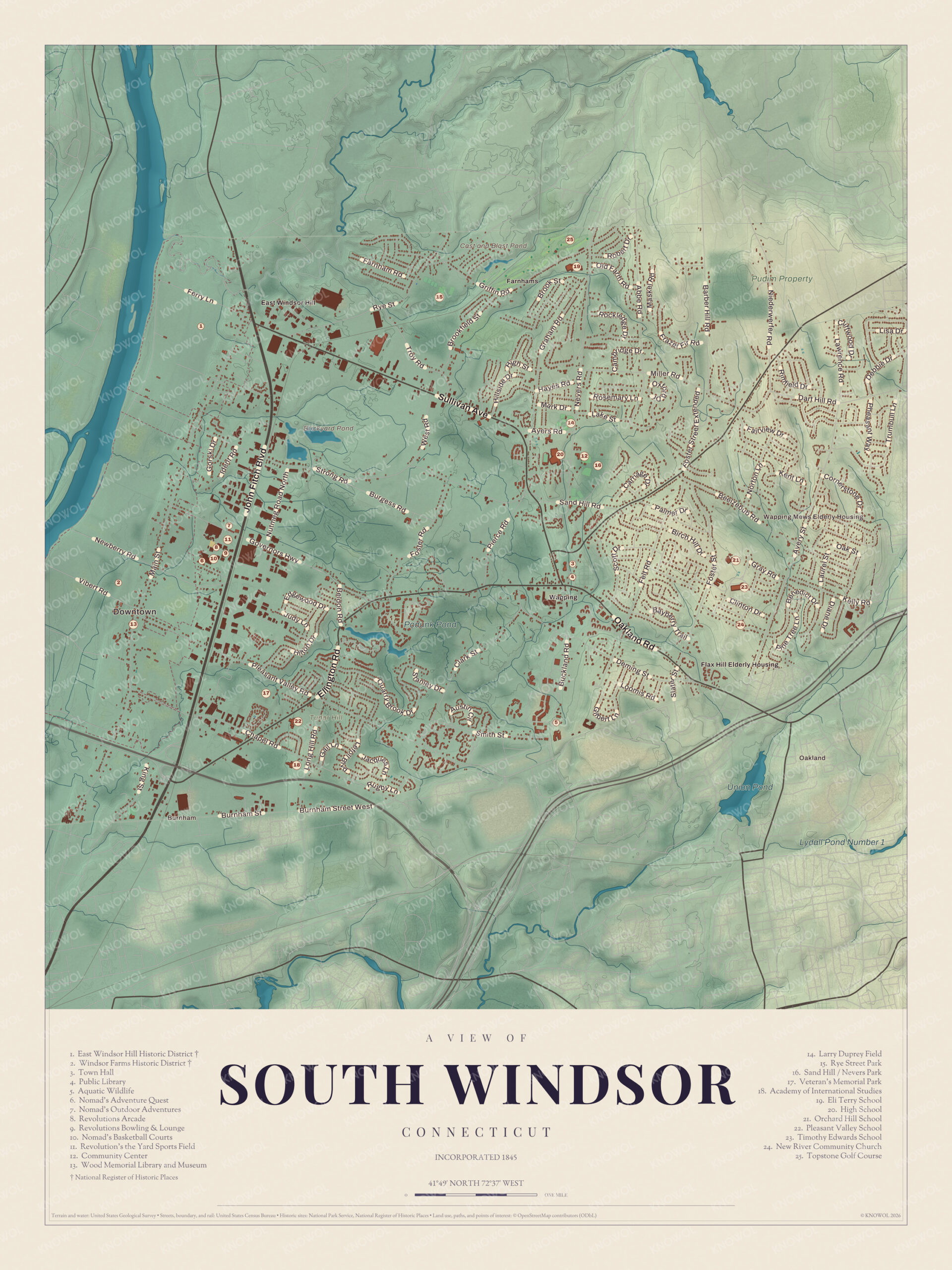 Map of South Windsor, Connecticut