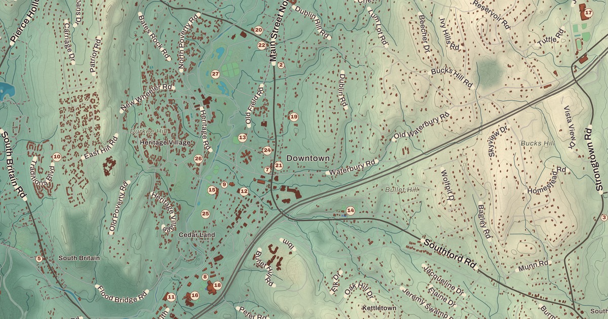 Beautifully Detailed Map of Southbury, Connecticut