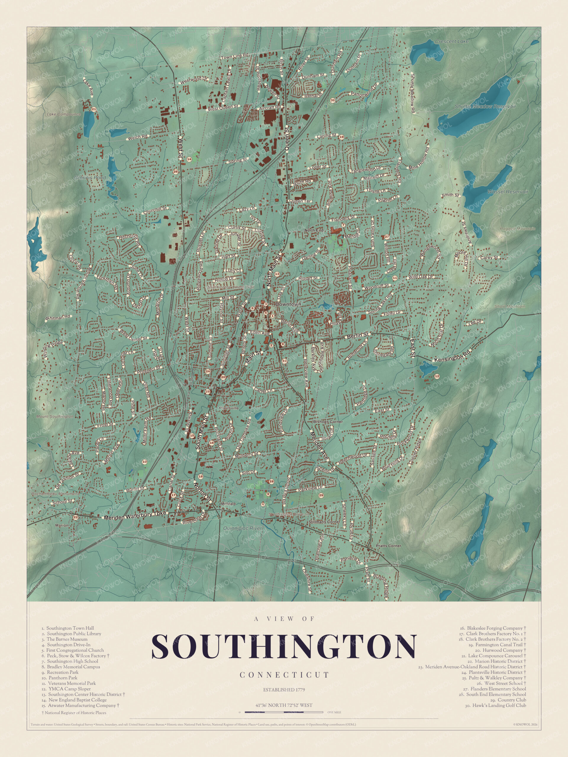 Map of Southington, Connecticut
