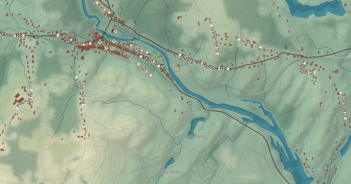 Beautifully Detailed Map of Sprague, Connecticut