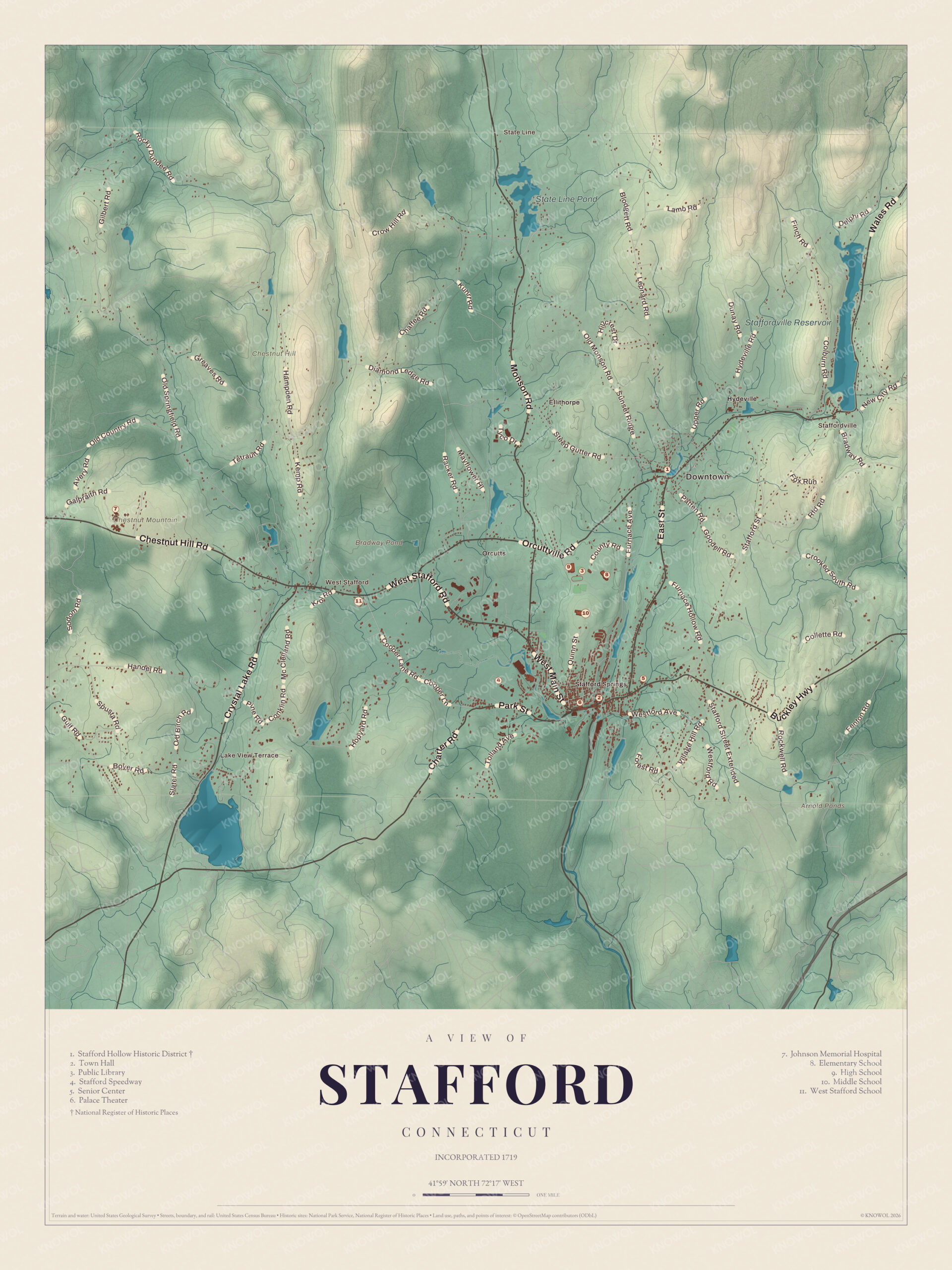 Map of Stafford, Connecticut