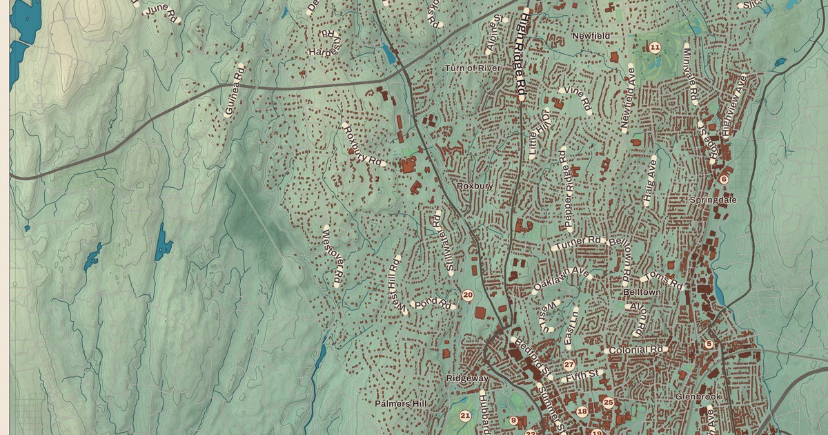 Beautifully Detailed Map of Stamford, Connecticut