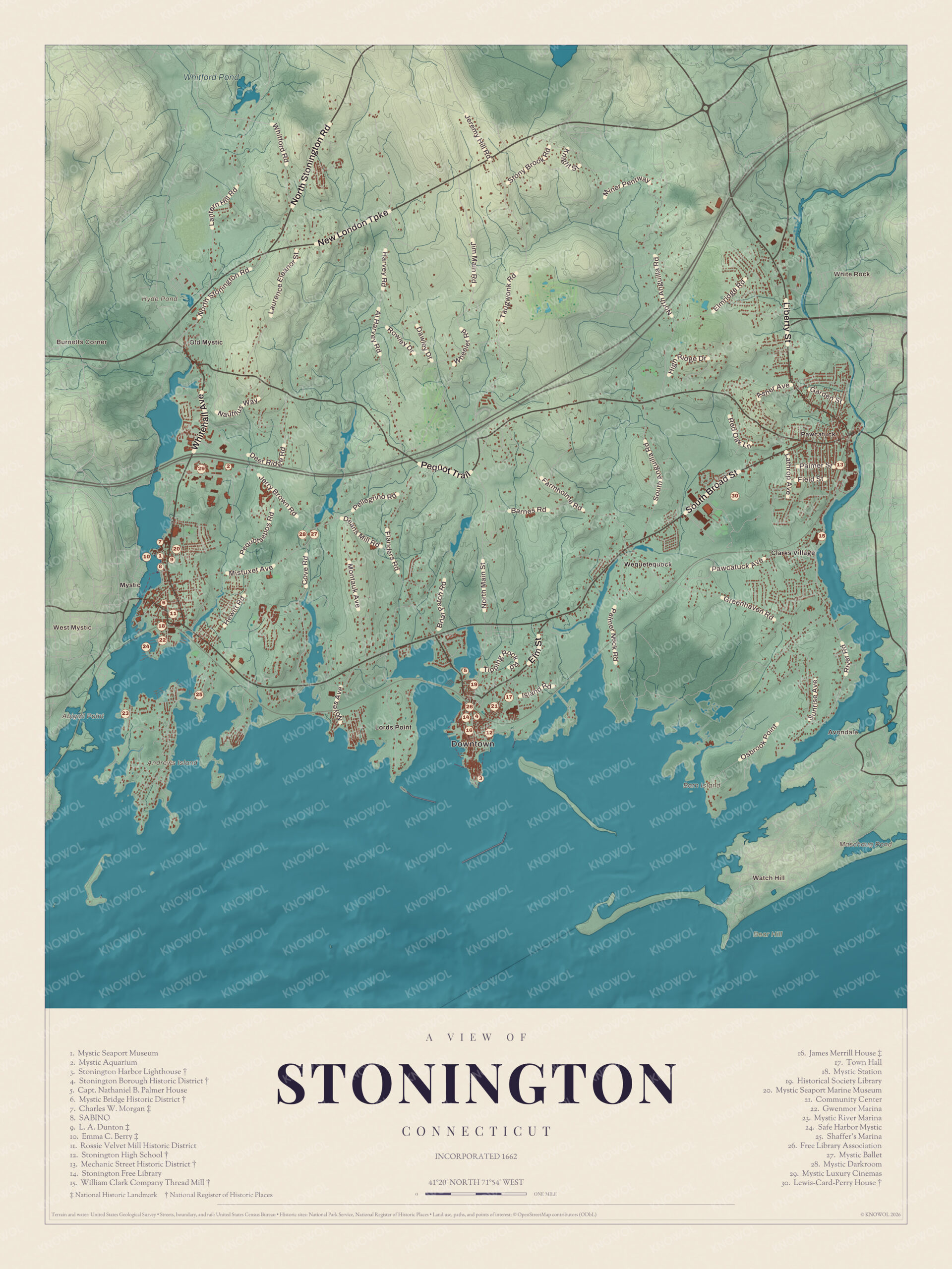 Map of Stonington, Connecticut