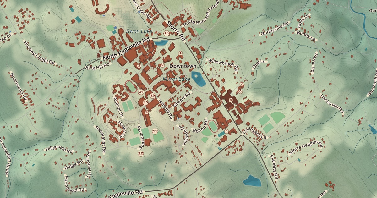 Beautifully Detailed Map of Storrs, Connecticut